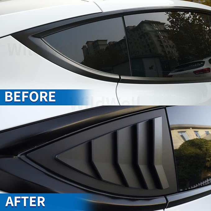 WildWell Rear Side Window Louver Cover for 2020-2026 Tesla Model Y & Model Y Juniper, Side Window Louver Air Vent Scoop Sunshade Covers Exterior Accessories Matte Black