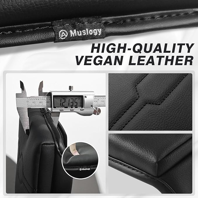 Muslogy Center Console Armrest Cover Fit for Ford Ranger 2024 2025 2026 Accessories, Comfort Armrest Pad Console Lid Cushion Vegan Leather 1-Inch Extra Thick(Black/Black Trim)