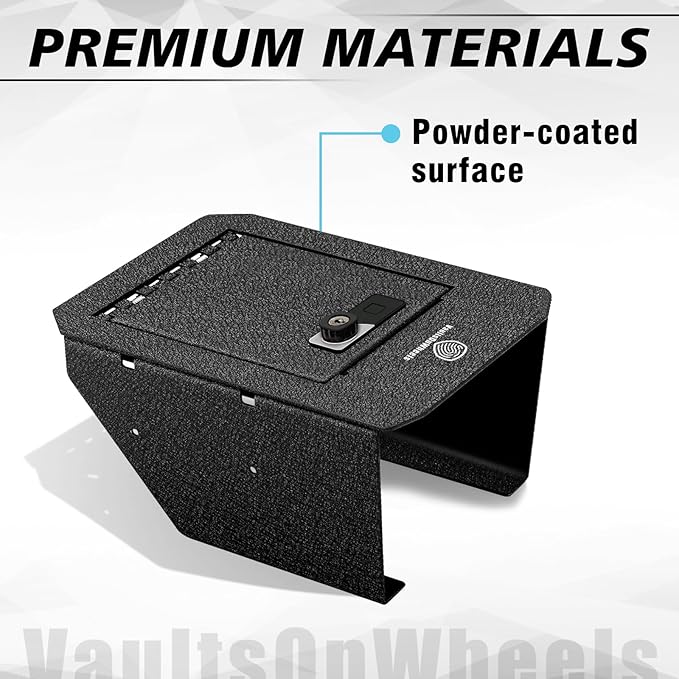 VaultsOnWheels for 2025 2024 Tesla Cybertruck Center Console Safe Gun Safe Vault Hidden Console Storage LockBox Anti-Theft Pry-Proof High Security Biometric Fingerprint Lock