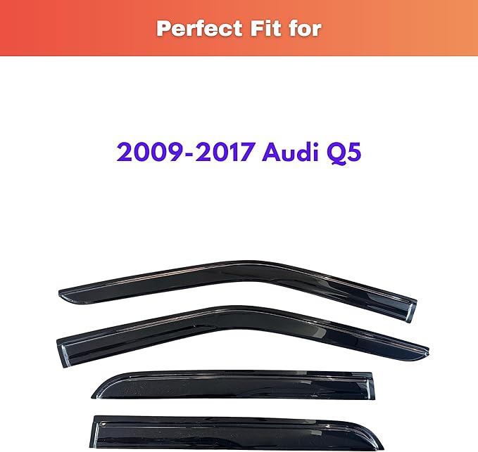 KPY Rain Guards Fit for 2009-2017 Audi Q5, Out-Channel Window Visors Vent Wind Deflectors 4PC, Car Accessories for 09-17 Audi Q5
