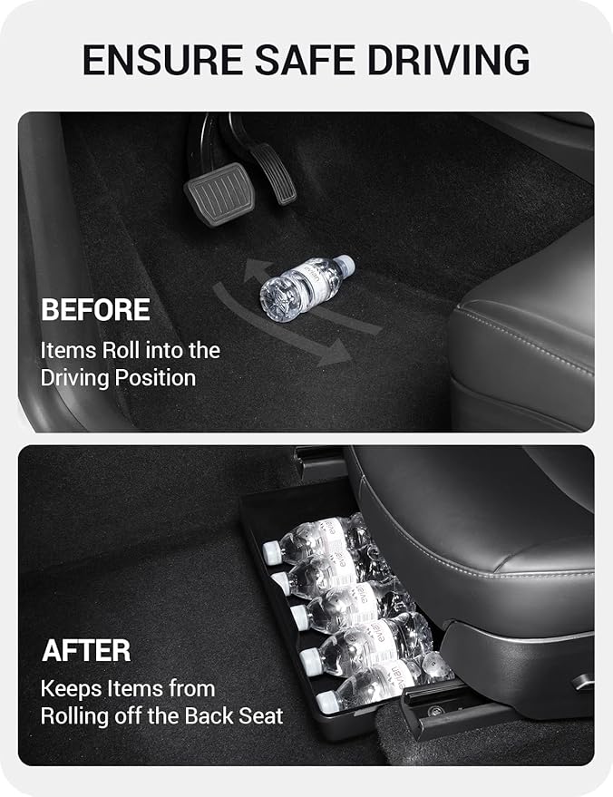 BASENOR 2Pack Tesla Model Y Under Seat Storage Box, Waterproof Hidden Storage Underseat Organizer with Lid Cover Tray for 2020-2024 Model Y Accessories