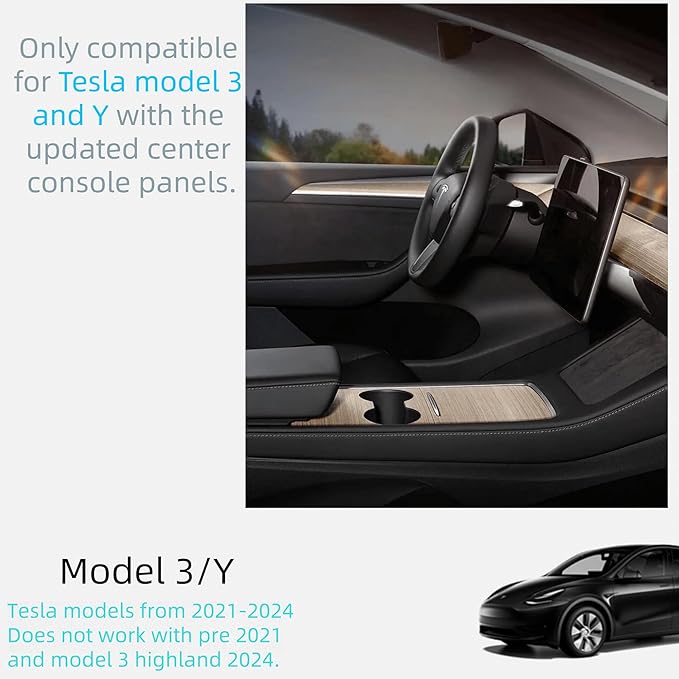 frani Center Console Wrap (Wooden Edition) Designed for Tesla Model 3/Y 2021-2025,Tesla Center Console Cover for Model 3/Y(Not for Model 3 Highland 2024-2025)