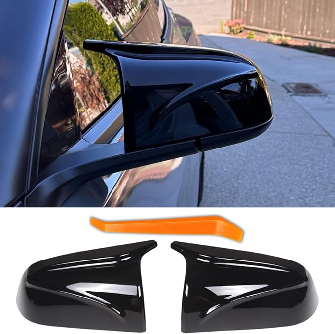 Car Side Mirror Caps for 2018-2025 Tesla Model 3 Accessories Passenger Driver Side View Exterior Mirror Covers Replacement Automotive Body Tuning Parts & Trim, Glossy Black - 1 Pair (Left-Right )