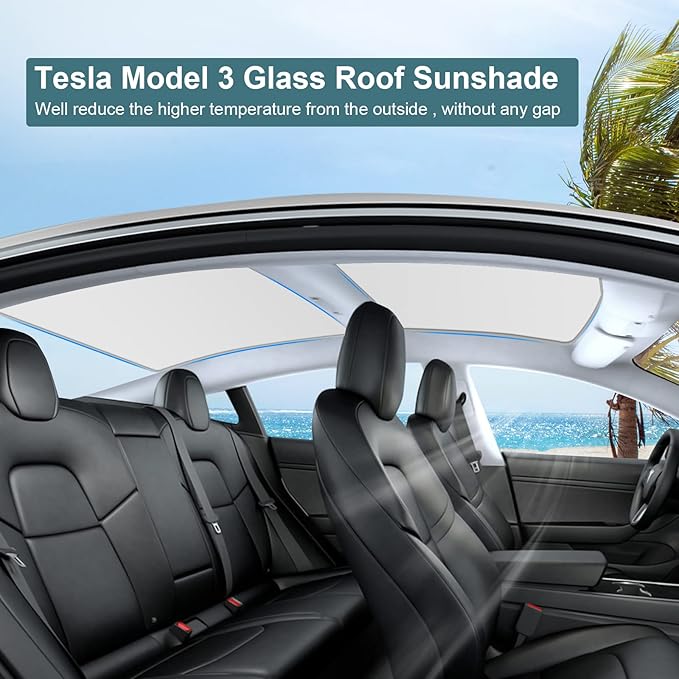 Roof Sunshades for Tesla Model 3 2023, Upgraded Sunroof Shade Sunshade Roof Sun Shade for Tesla Model 3 Accessories 2021-2023 (Ice White)