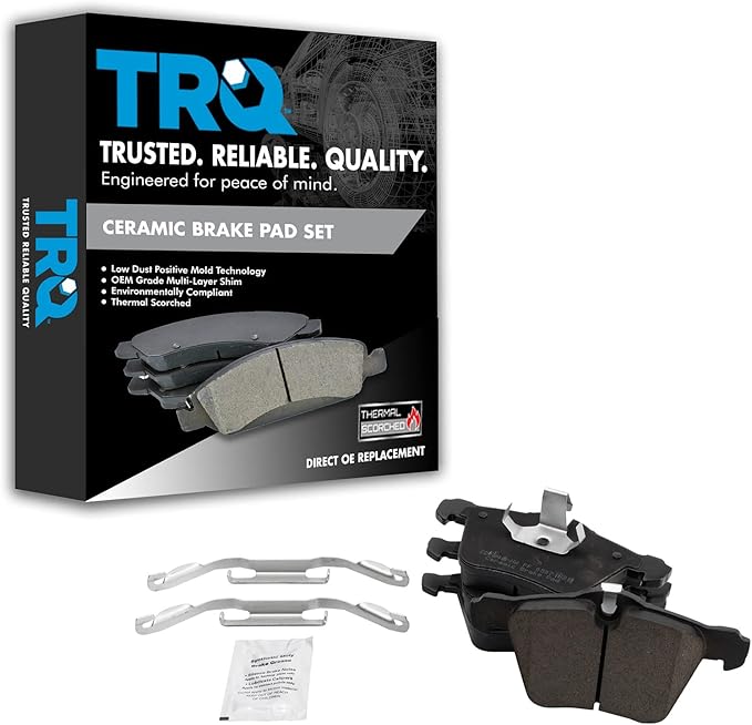 TRQ Front Ceramic Brake Pad Set Includes Contact Point Grease Compatible with 19 Jaguar XJ R-Sport AWD 19 XJ L Portfolio AWD 15–16 XJ AWD 12–15 XK