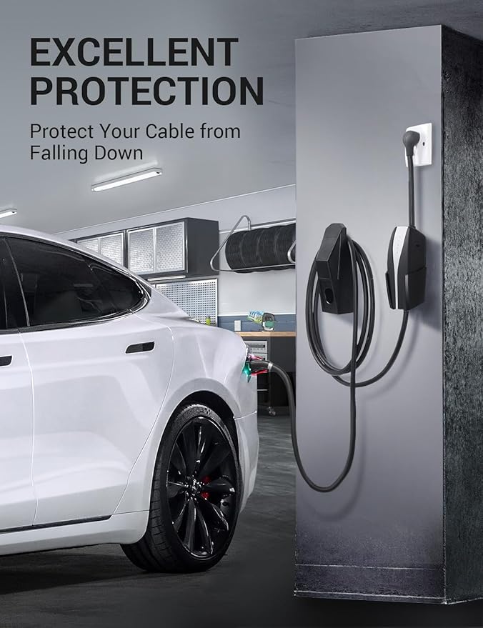 BASENOR Charger Holder Wall Mount for Tesla Model Y(Juniper)/3/S/X, Charging Cable Organizer with Connector Dock Heavy-Duty Wall Mount Dock [Proprietary Design] for 2012-2026 Tesla Accessories