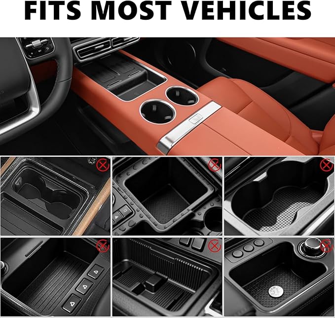Wood Car Desk for Laptop, 360° Rotating Wood Cup Holder Table Tray for Drivers and Passengers, Car Accessories Compatible with Tesla Model Y/3/S, Ford F150/Explorer/Maverick & Most Vehicles