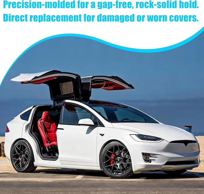 Jaronx Compatible with Tesla Model X Mirror Cover Replacement 2016-2025, Right Passenger Side Clip-on Rear View Mirror Cover Cap for Tesla Model X Accessories 1054431-11-D (White)