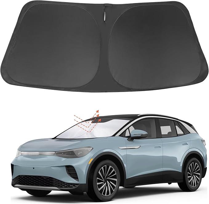 YYCKE Windshield Sun Shade Accessories Compatible with 2021-2023 2024 2025 VW ID.4 for Volkswagen Foldable Sunshade Sun Visor Blocks UV