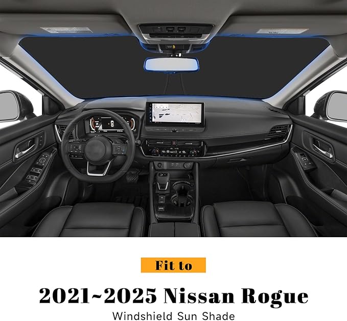 Car Windshield Sun Shade for Nissan 2021-2025 2026 Rogue Accessories (OEM Design) Reflective Foldable Heat Insulation Sunshade for Ultimate Protection