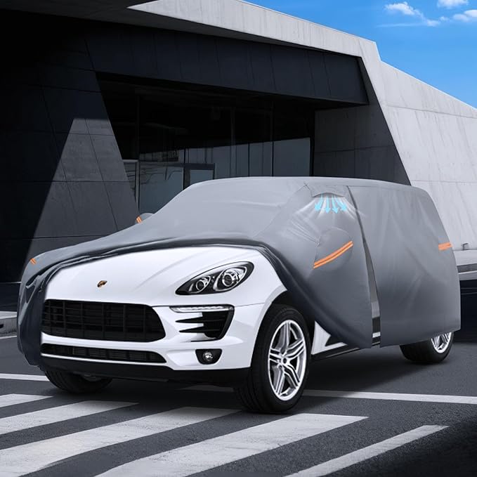 Waterproof Porsche Macan(2014-2026) Car Cover with Breathable Vents, [2025 Upgrade] Premium Covers with Cotton Liner and Zipper Door,Sun Rain Snow Dust Uv Protection.(Gift with Towel)