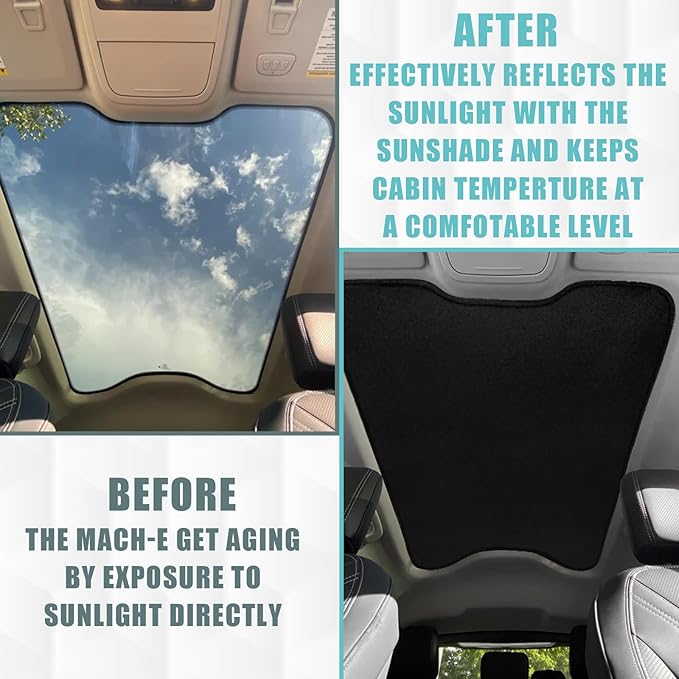 BestEvMod Foldable Roof Sunshade Compatible with Mustang Mach-E 2021-2026 Accessories Upgraded Heat Reflective Tech Accessories,Sunroof Reflective Cover Blocks Glare Blocks UV Ray (Gray)