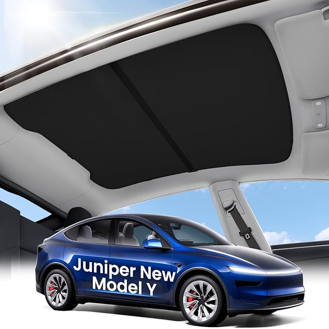 Zanch Upgraded Tesla Model Y Juniper Sunshade Roof [Snap-On, Damage-Free Install] Heat Insulation Custom Fit Glass Roof Sun Shade for Model Y Juniper Accessories 2025-2026, Black