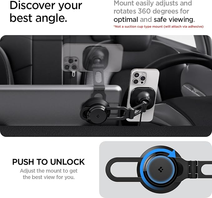 Spigen OneTap Pro 3 Tesla Phone Mount (Foladable and Hidden) for All Tesla Model Y/3/S/X/Cybertruck with Charging - MagSafe/Pixelsnap - Compatible with Updated 16in Screen for Tesla
