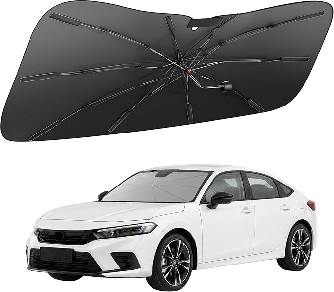 Zanch 2026 Upgraded Windshield Sun Shade Umbrella: Custom Fit for Honda Civic 2016-2025 Front Window Sunshade, Block UV Rays & Keep Car Cool, Precision 1:1 Scan for Civic, No Gaps & No Scratches.