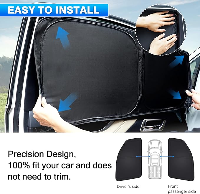 T TGBROS Windshield Sun Shade for Dodge RAM 1500 2019-2025 Car Window Shades Thicken UV Block and Blackout Privacy Foldable Sunshades 2PCS Accessories Keep Cool Sun Visor Covers