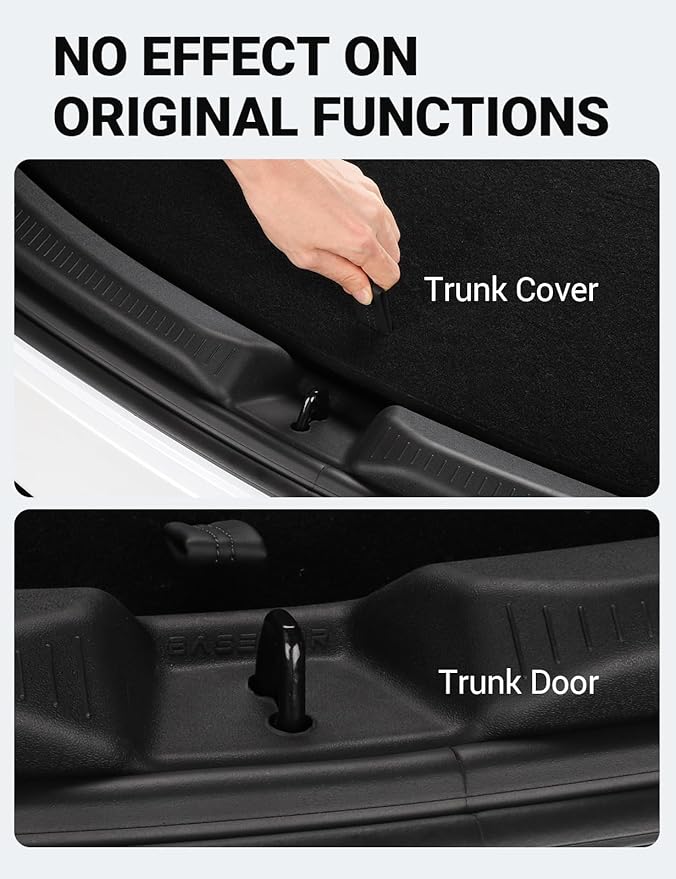 BASENOR 2026 2025 2024 Tesla Model 3 Highland Rear Bumper Guard Protector TPE Trunk Bumper Sill Cover [Proprietary Design] Model 3 Highland Interior Accessories