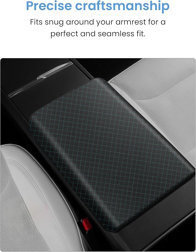 Center Console Non-Slip Armrest Cover – Specifically Designed for the New Tesla Model Y 2025 2026 Refresh (Juniper) and Tesla Model 3 Refresh (Highland) – New Model Y Juniper Accessories Black