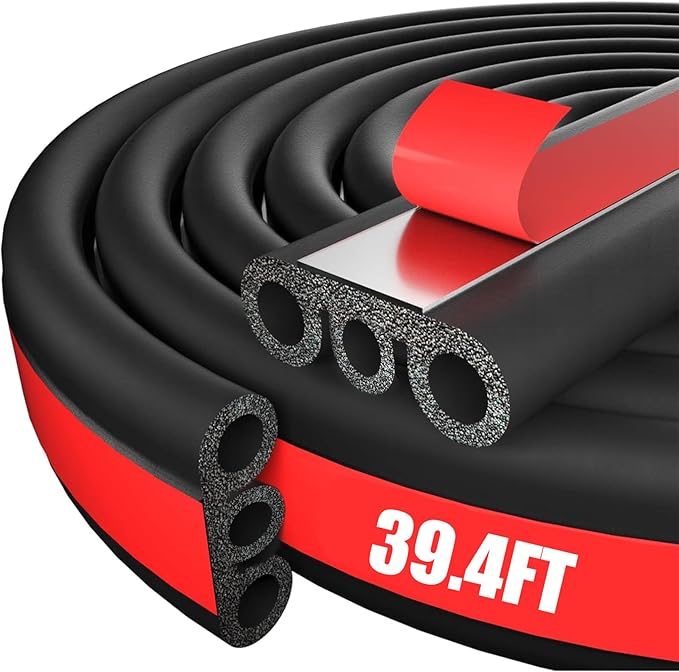 39.4FT Rubber Weather Seal Strip for Truck Cap, Automotive Weather Stripping Camper Shell Seal, Triple-Hole Enhanced Universal Tailgate & Door Seal