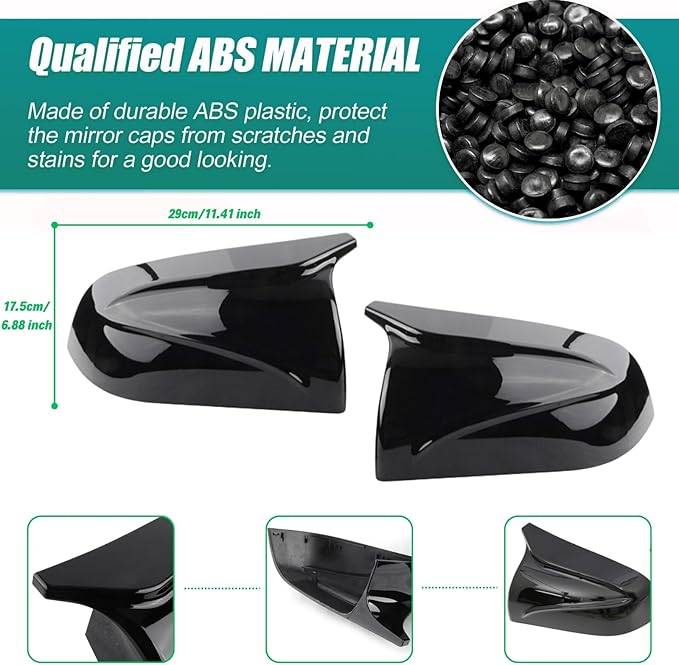 Car Side Mirror Caps for 2018-2025 Tesla Model 3 Accessories Passenger Driver Side View Exterior Mirror Covers Replacement Automotive Body Tuning Parts & Trim, Glossy Black - 1 Pair (Left-Right )