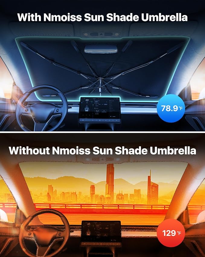 Windshield Sun Shade Umbrella – Custom-Fit for Pilot 2016–2025, Vinyl Coating Heat Shield, 99% UV Blocking, Keep Large SUV Interior Cool, Heavy-Duty Spring Structure