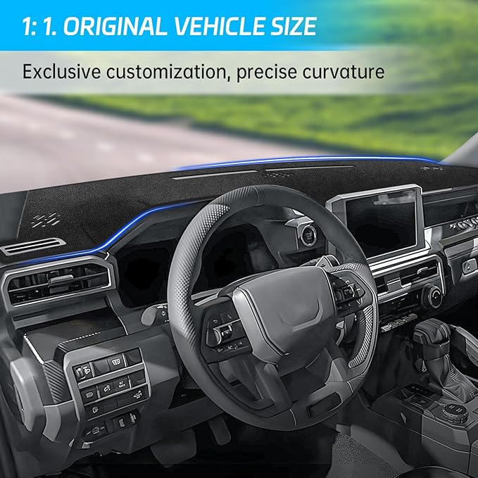 MASHA Dashboard Cover for Toyota Tacoma 2024 2025 2026, Flannel Dashboard Mat Non-Slip Center Console Decorative Interior Auto Accessories (Without HUD)