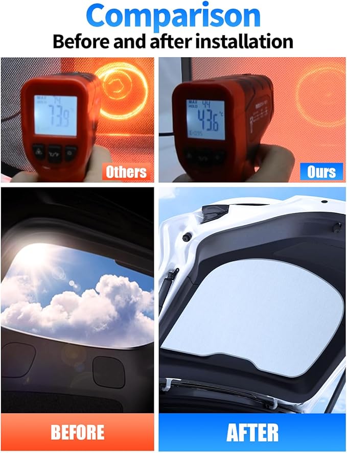 Rear Windshield Sunshade for Tesla Model Y Juniper 2025 2026, Rear Tailgate Foldable Sunshade Cover, 3-Gen Heat Insulation Glass Roof Sun Shade