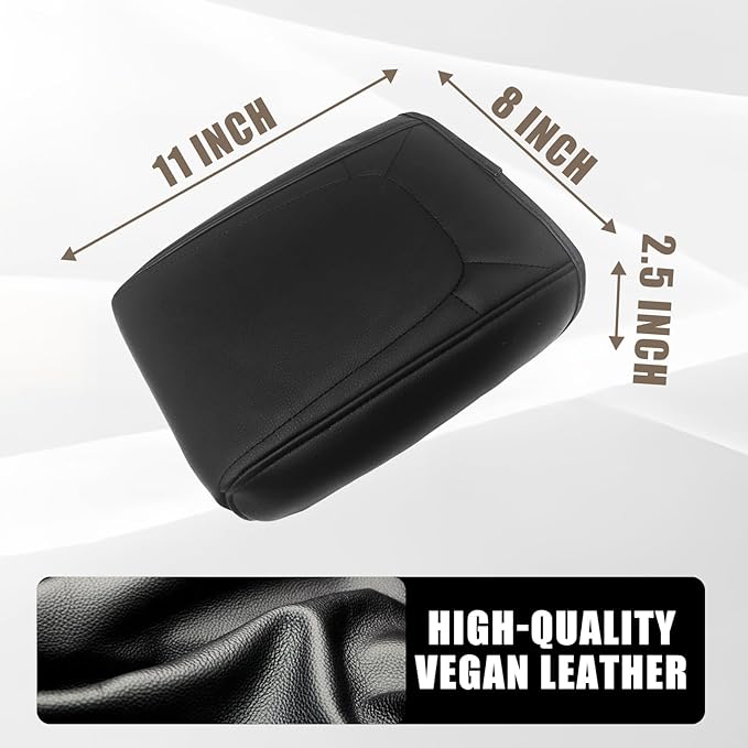 Muslogy Center Console Armrest Cover Fit for Chevy Colorado/GMC Canyon 2026 2023-2025 Accessories, Comfort Armrest Pad Console Lid Cushion Vegan Leather Regular Thick(Black Trim)