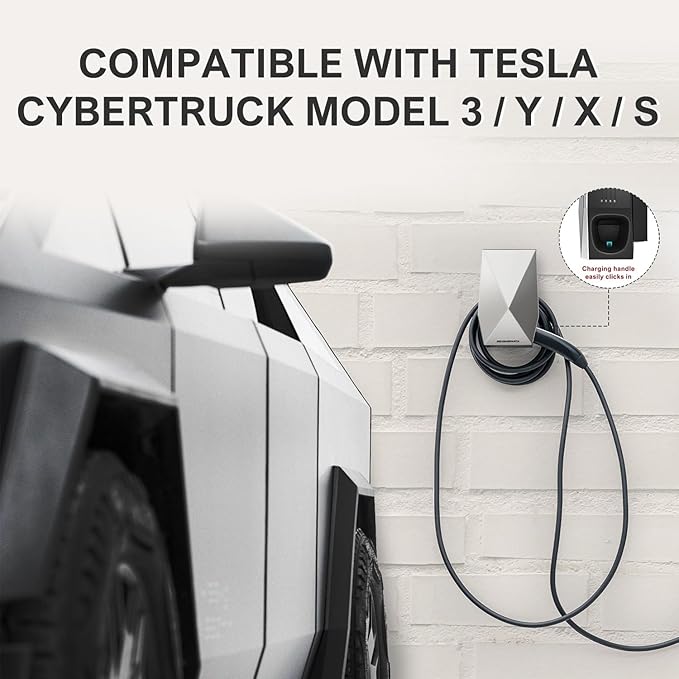 Upgraded Aluminum Charging Cable Holder with Chassis Bracket Compatible with Tesla Cybertruck Model 3 Model Y Model X Model S Charger Cable Organizer Accessories for Wall Connector,Improved Slot