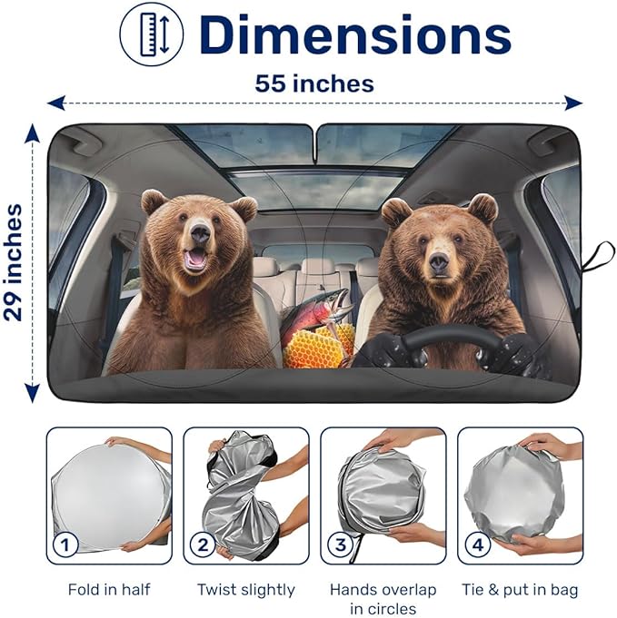 Horror Windshield Sun Shade for Car SUV Truck (55x30 Inches), Front Window Visor for Windows, Protector Blocks UV