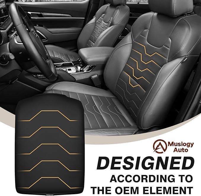 Muslogy Center Console Armrest Cover Fit for Kia Telluride 2022-2025 2026 Accessories, Comfort Armrest Pad Console Lid Cushion Vegan Leather Regular Thick