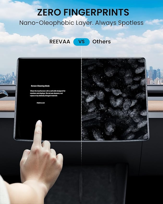 REEVAA 2026 Tesla Model Y Premium & Performance Screen Protector [Anti-Glare & No Fingerprint], 9H Tempered Glass for 2026 Model Y Premium & Performance, with Alignment Frame, Matte, 16 inch
