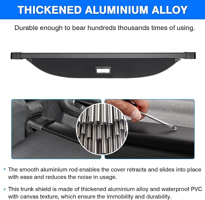 Powerty Cargo Cover for 2023-2025 2026 Kia Sportage Accessories, Canvas Texture Retractable Rear Trunk Cargo Luggage Cover Security Shield Shade