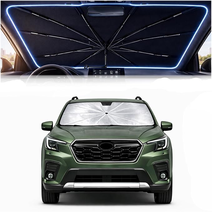 Car Windshield Sun Shade Umbrella - Custom-Fit for Su-b a-ru Forester 2019-2026 Umbrella Sunshade,Easy Install,UV Protection & Heat Reflective,Keep Interior Cooler with Storage Bag