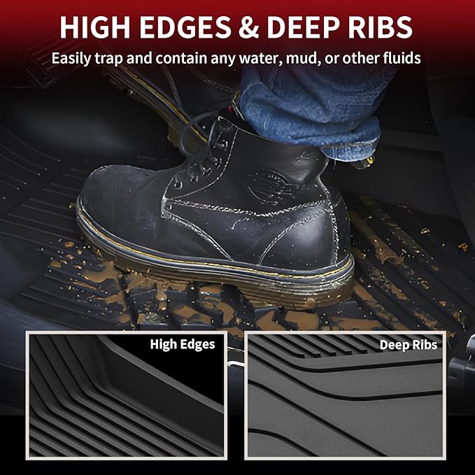 LASFIT Trunk Mats Fit for Tesla Model X & Model X Plaid 6 Seater / 7 Seater 2025 2024 2023 2022 2021, Custom Fit TPE All Weather Waterproof Cargo Liners, Black