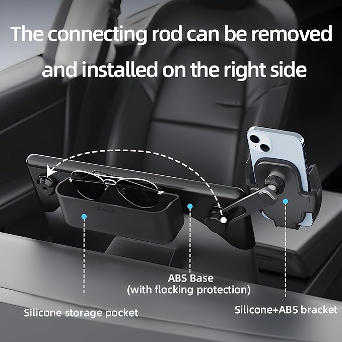 Premium Tesla Phone Mount & Holder for Model Y Juniper (2025-2026+，15.4inch) & Model 3 Highland (2024+),Snap-On Screen Clip with Scratch-Free Felt Base, Solid Alloy Arm