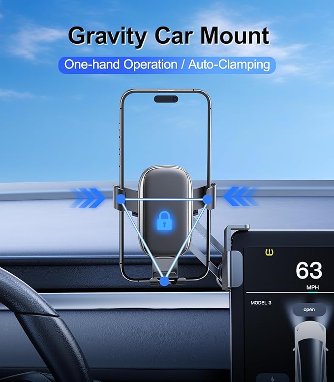 Universal 17mm Ball Mount Phone Holder Gravity Clamp for Car Mount Replace Clip Joint [Dual Head Screen Phone Holder Clip Head Accessory]