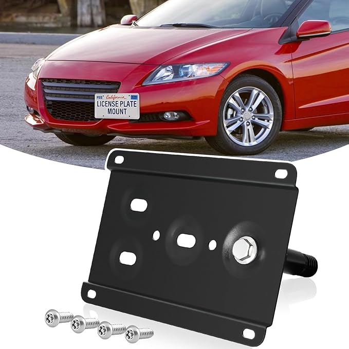 License Plate Holder Front Bracket No Drill Tow Hook Mount Anti-Theft License Plate Frame Compatible with Honda CR-Z 2011-2016; Honda Fit 2009-2014