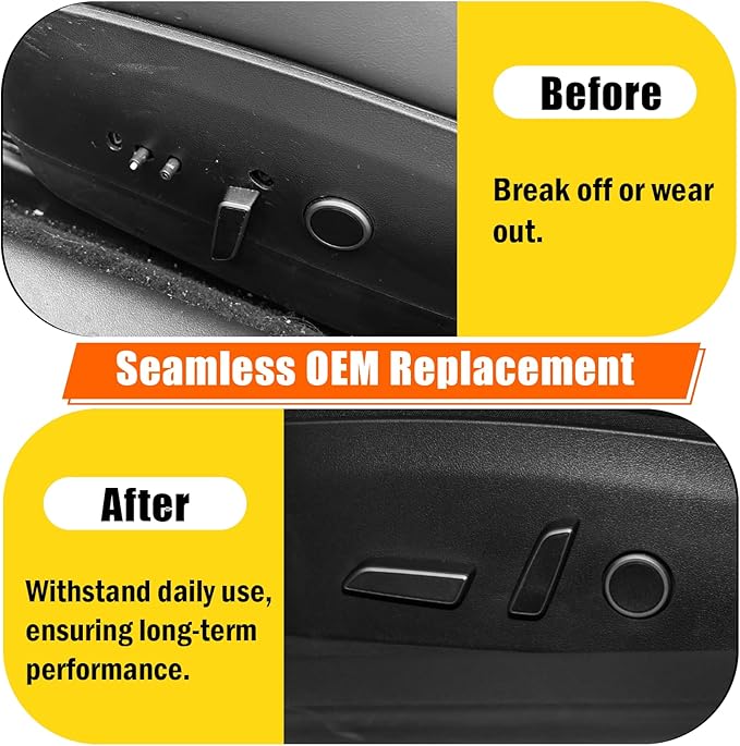 Compatible with Tesla Power Seat Control Switch with Button Cover Model 3 Model Y 2021-2024, Front Left Driver Side Seat Controller Backrest Cushion Adjuster Switch for Tesla Accessories