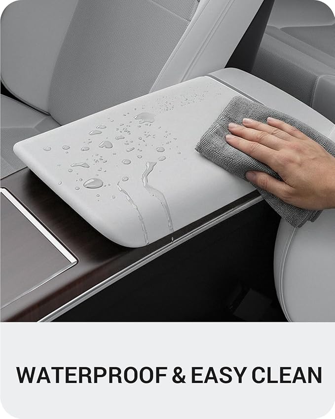 BASENOR Upgraded Tesla Model S Model X Center Console Cover Non-Slip TPE Armrest Cover [No Logo] Protector Armrest [Proprietary Design] 2021-2026 Tesla Interior Accessories White
