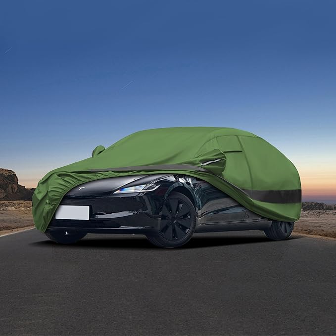 Heavy Duty Outdoor Car Cover Compatible with 2017-2026 Tesla Model 3,Waterproof All Weather for Automobiles, Outdoor Full Cover Rain Sun UV Protection with Zipper Cotton