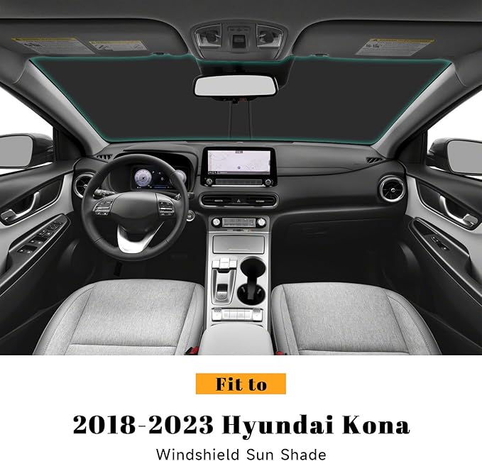 Car Windshield Sun Shade for Hyundai 2018-2023 Kona Accessories (OEM Design) Reflective Foldable Heat Insulation Sunshade for Ultimate Protection