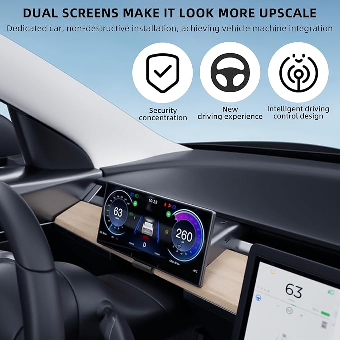 8.9'' Head Up Display for Tesla Model 3 Highland with Wireless/Wired Carplay Android Auto Bluetooth Synchronous Data,Equipped with Front Camera,OTA Update,Tesla Model 3 Highland Carplay Screen