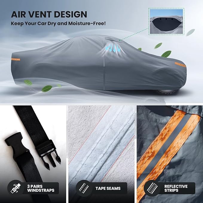 Waterproof Porsche 911 991 992 997 996 4S GTS Coupe Convertible Car Cover with Breathable Vents, [2026 Upgrade] Premium Covers with Cotton Liner and Zipper Door, Sun Rain Snow Dust Uv Protection.