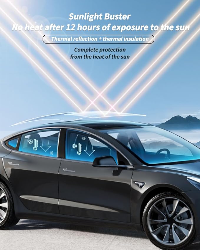 Roof Sunshade, Windshield Sunshade,Rear Windshield Sunshades,Glass Sunroof Shade UV Sun Blocking Heat Shade Comptatible with Tesla Model X 2015-2025