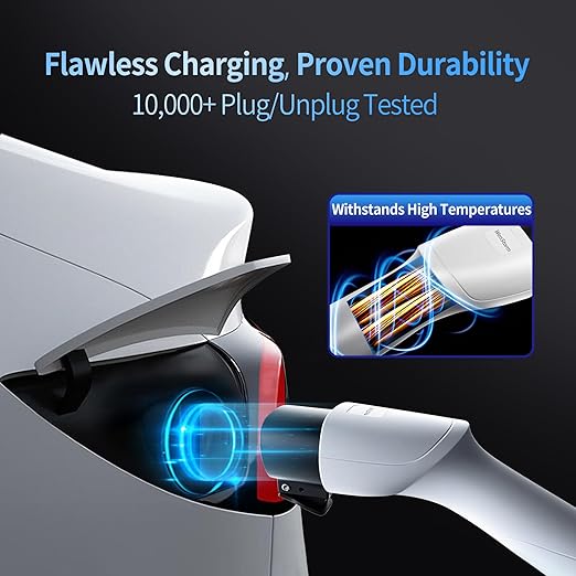 for Tesla Extension Cord 240V, Compatible with Tesla Model X/Y/3/S, 25FT Extra Long Charging Cable for Tesla Home Charging and Mobile Charger(25FT,White)