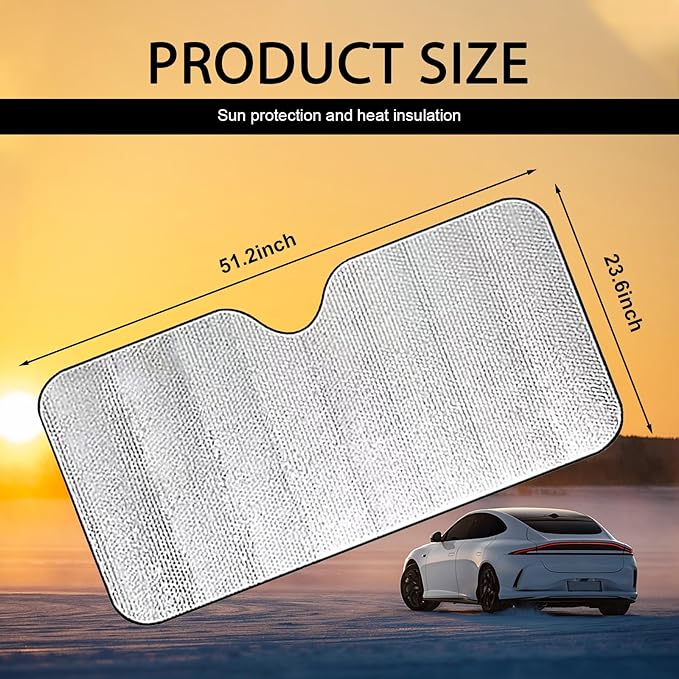 Accordion Foldable Windshield Sun Shade, Reflective Sunlight Highly Effective Cooling Heat Insulation Sunshade, Convenient to Stow Summer Accessories, Suitable for Most Cars (Silver #S)