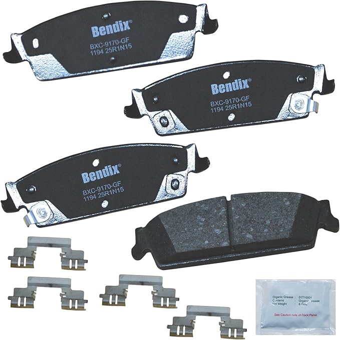 Bendix Priority1 CFC1194 Ceramic Rear Brake Pads for Select Models Cadillac Escalade ESV, EXT, Chevrolet Avalanche, Chevy Silverado,1500 Classic, Suburban, Tahoe, GMC Sierra, Yukon XL
