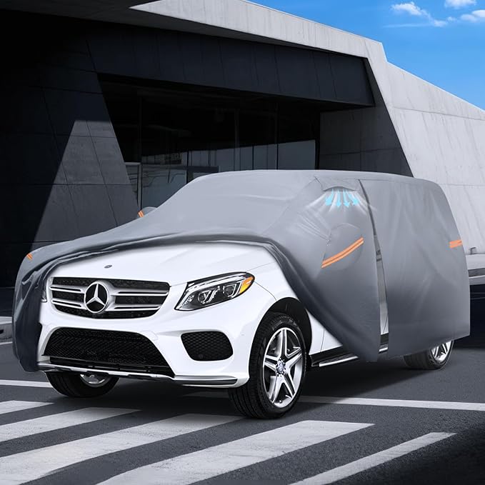 Waterproof Mercedes-Benz GLE350 GLE400 GLE450 GLE43 GLE53 GLE63(2015-2026) Car Cover with Breathable Vents, [2025 Upgrade] Premium Covers with Cotton Liner and Zipper Door,Sun Rain Snow Protection.