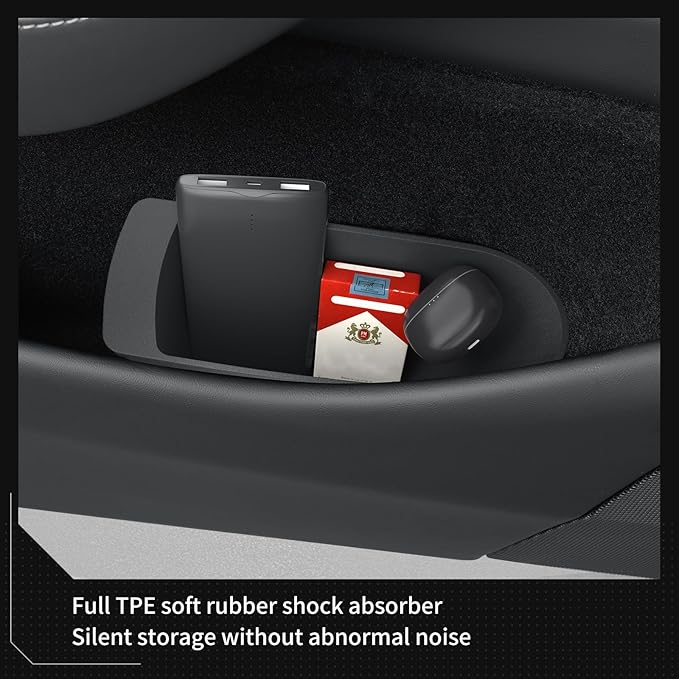 LUCKEASY 2PCS Front Door Side Pocket Storage Box for Tesla Model Y Juniper 2025 2026 Front Door Storage Oragnizer for Model Y Juniper Accessories TPE Black